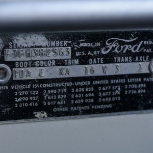 Supercharged 1957 Ford Thunderbird-F-Code VIN Plate