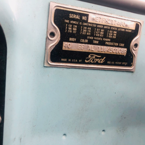 1957 E-Code Ford Thunderbird VIN Plate
