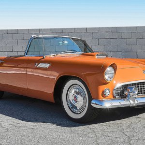 1955 Ford Thunderbird Front Side View Orange