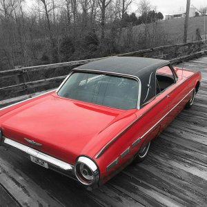 1962 Ford Thunderbird at old bridge