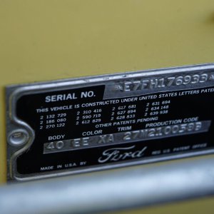 1957 Ford Thunderbird E Code VIN Plate