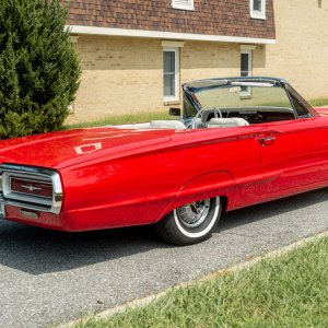 1964 Red Ford Thunderbird Convertible Passenger's Side View