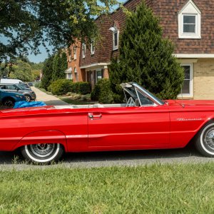 1964 Red Ford Thunderbird Convertible Passenger's Side View