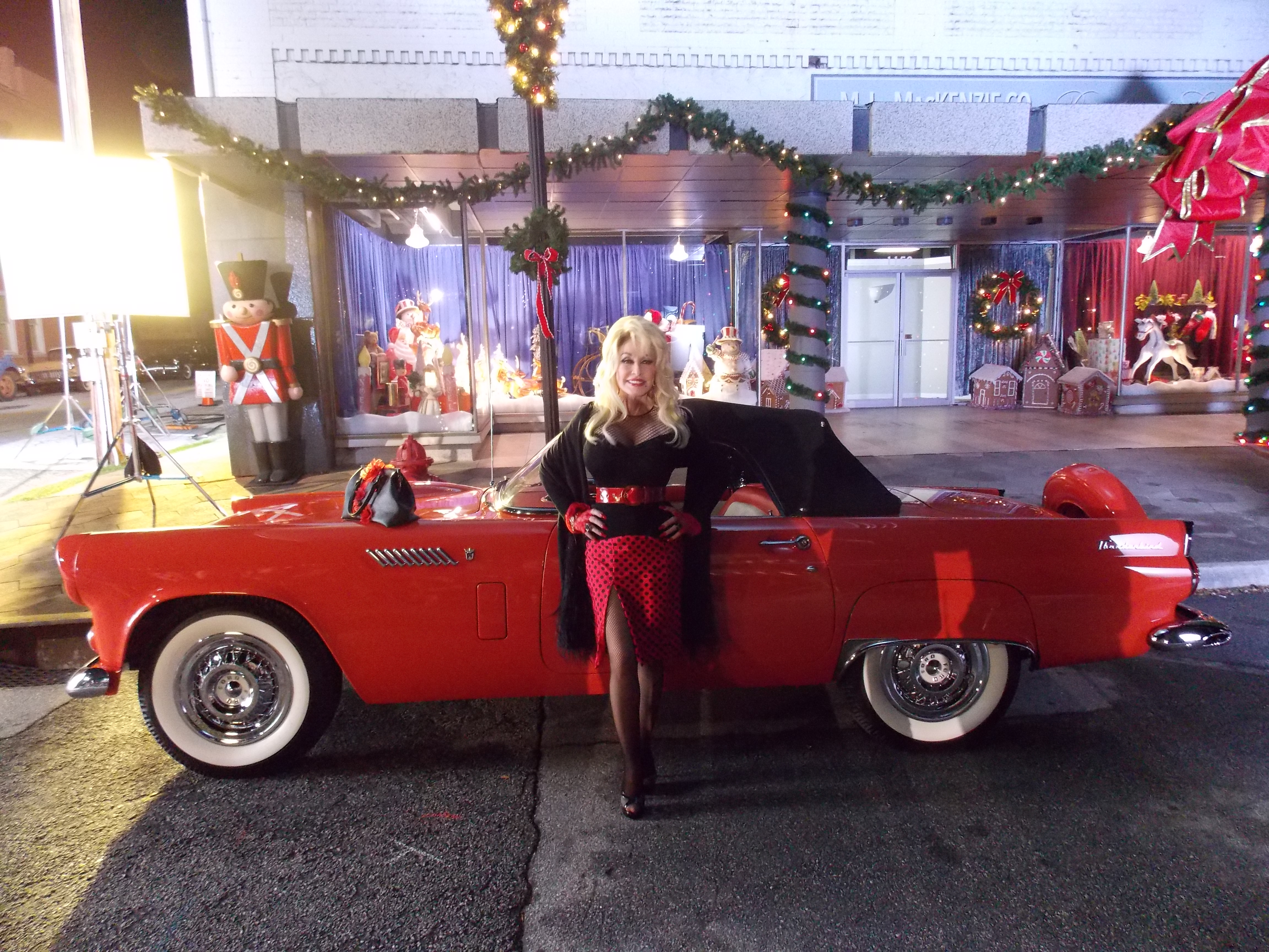 Dolly Parton photographed with my car during the filming of her movie, "Christmas of Many Colors: Circle of Love."